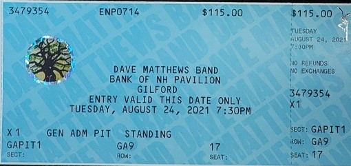 Dave Matthews Band Poster Gilford, NH Aug 24, deals 2021